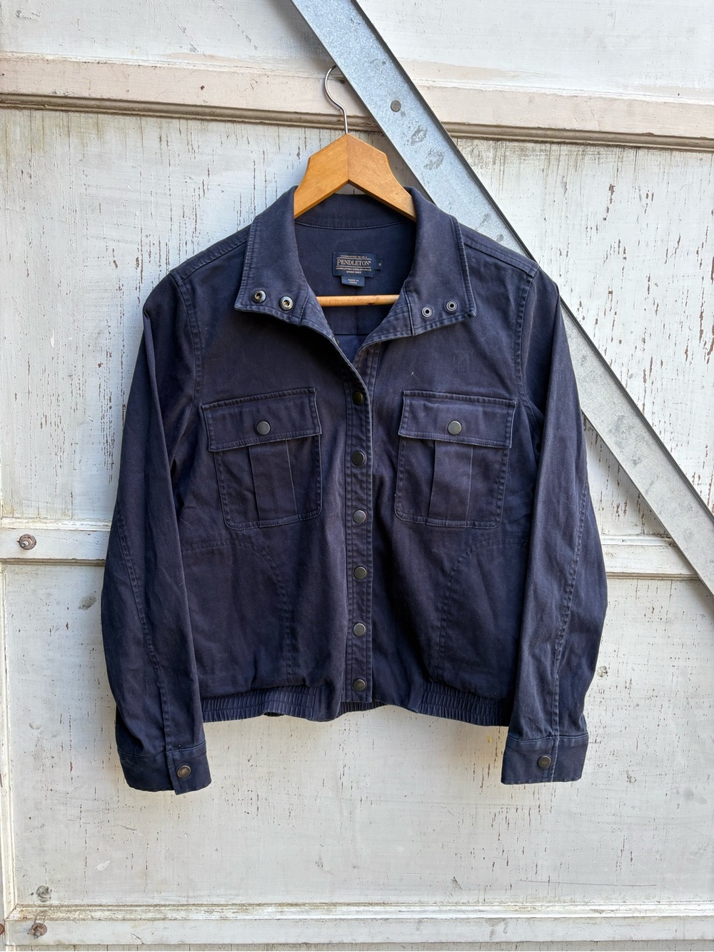 Vintage Pendleton Womens Navy Field Button Up Tencel Cotton Spandex Jacket S